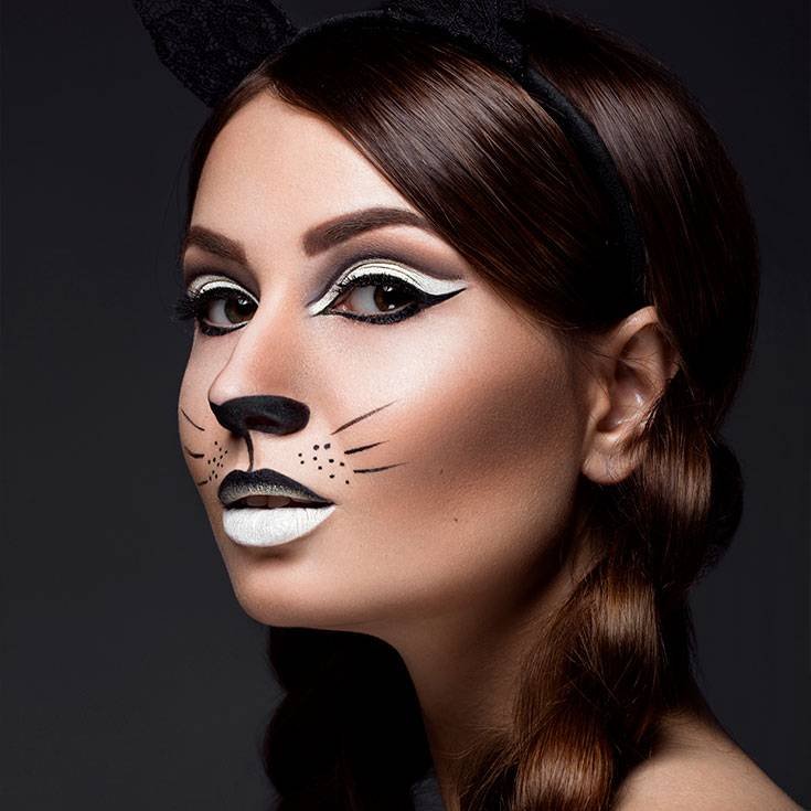 Maquiagem de dias das bruxas inspirada no gato preto
