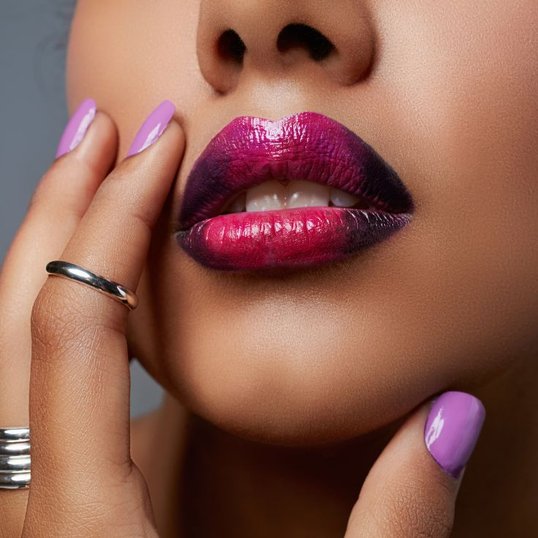 Mulher negra usa seu próprio lip combo