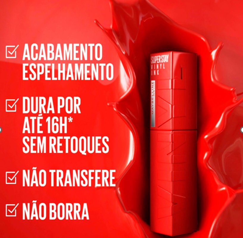 Benefícios do batom Vinyl Ink longa duração.