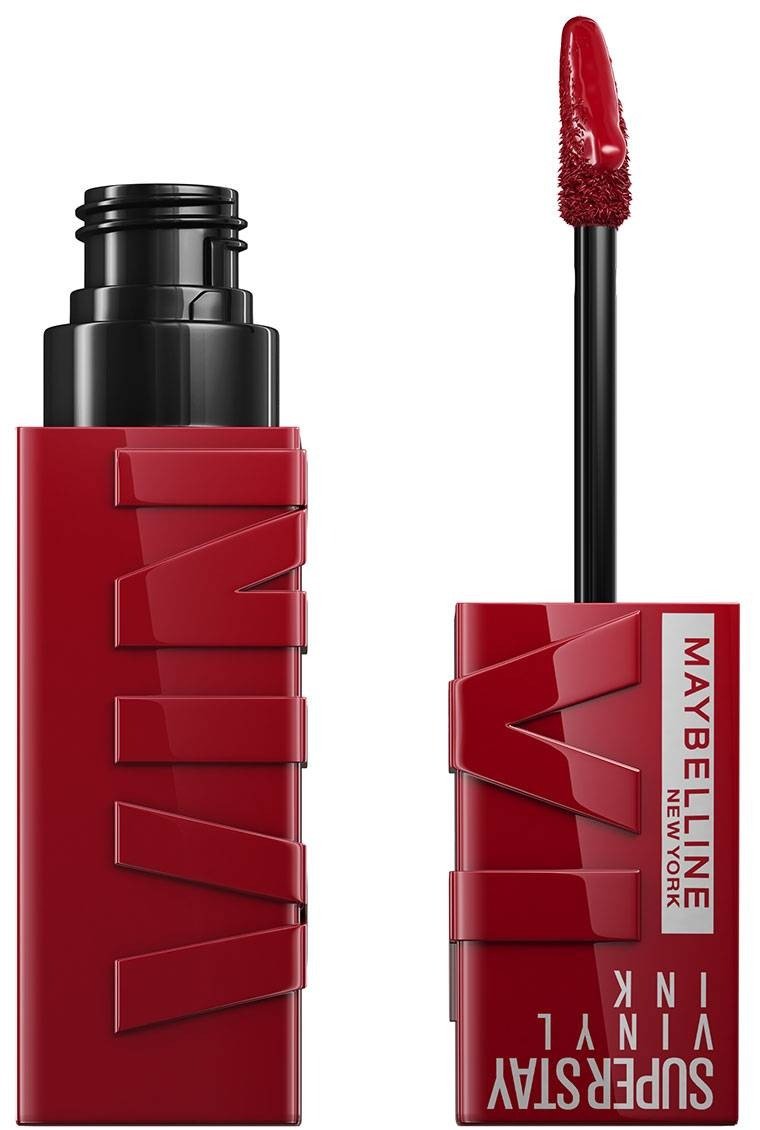Imagem mostrando tubo e aplicador do Batom Líquido Maybelline SupersStay Vinyl Ink Lippy