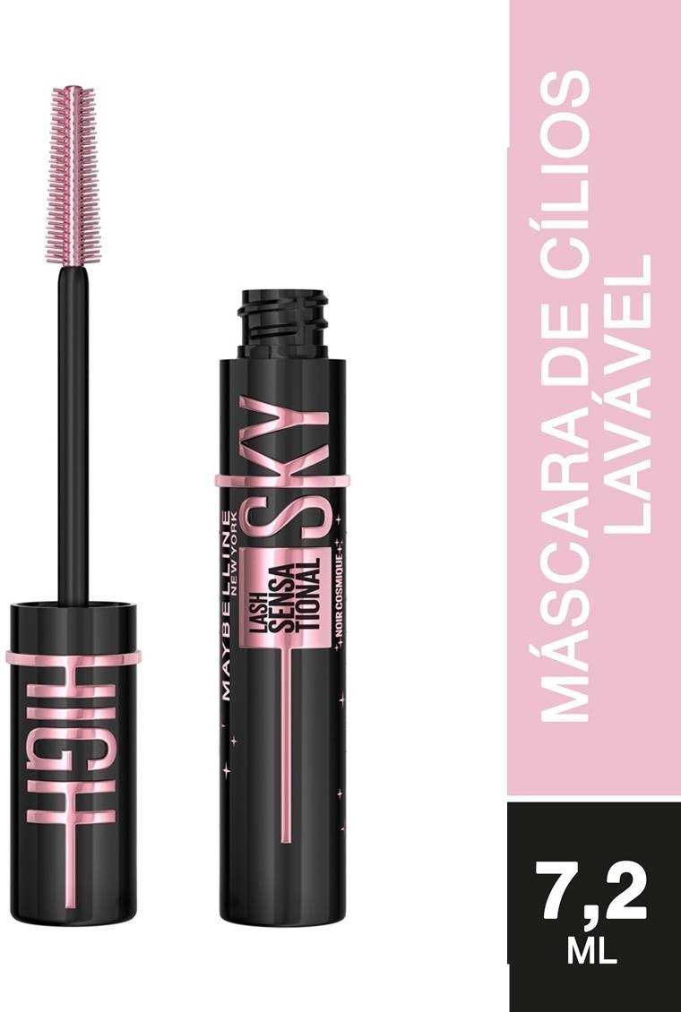 Máscara de Cílios Ski High Cosmic Black Lavável | Maybelline NY