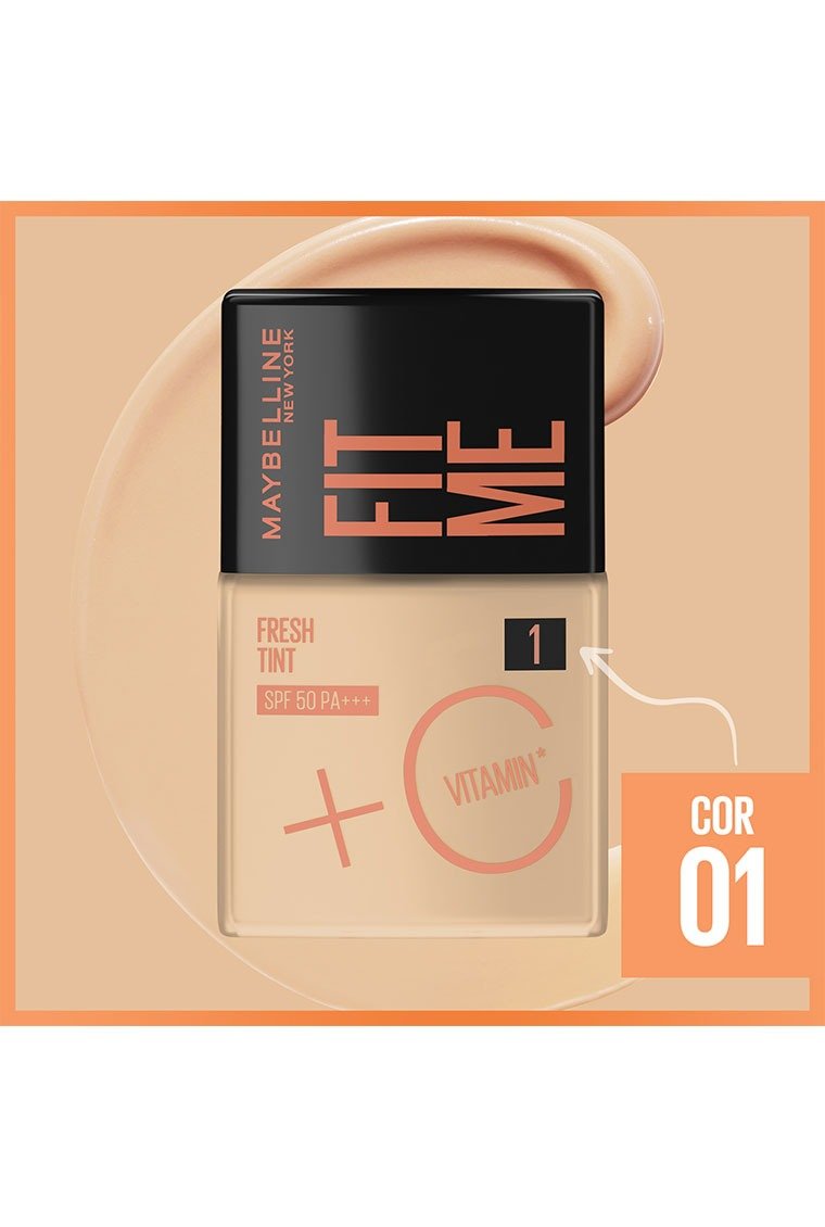 Base Líquida Maybelline NY Fit Me Fresh Tint com Vitamina C e FPS50  - COR 01 - 30ml | Packshot