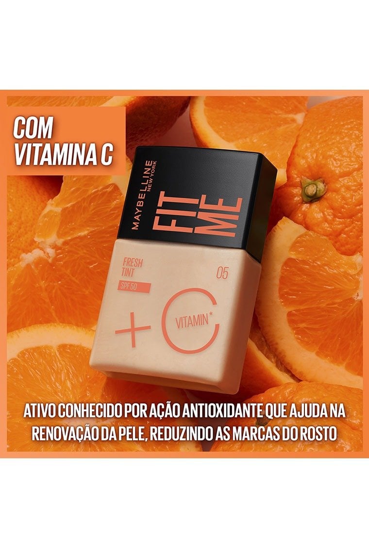 Base Líquida Maybelline NY Fit Me Fresh Tint com Vitamina C e FPS50 - COR 01 - 30ml | Vitamina C